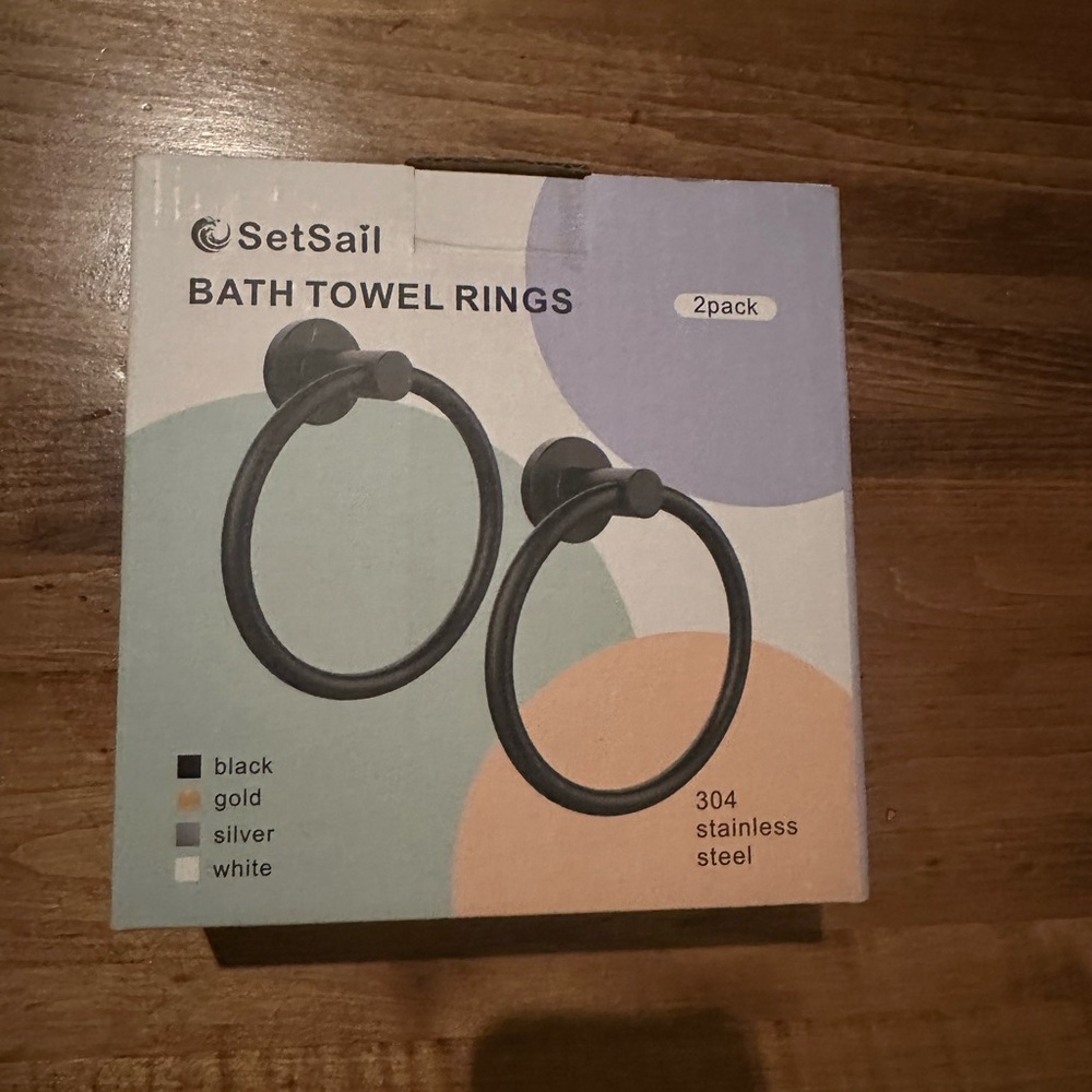 Black Bath Towel Rings - 2 Pack